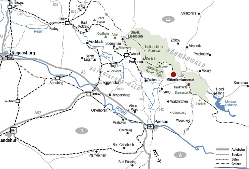 Karte Bayerischer Wald
